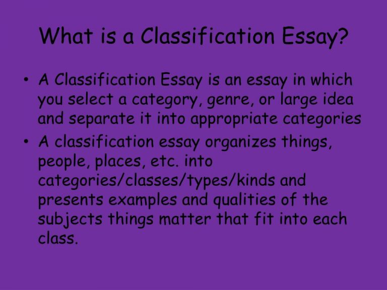 purpose of a classification essay