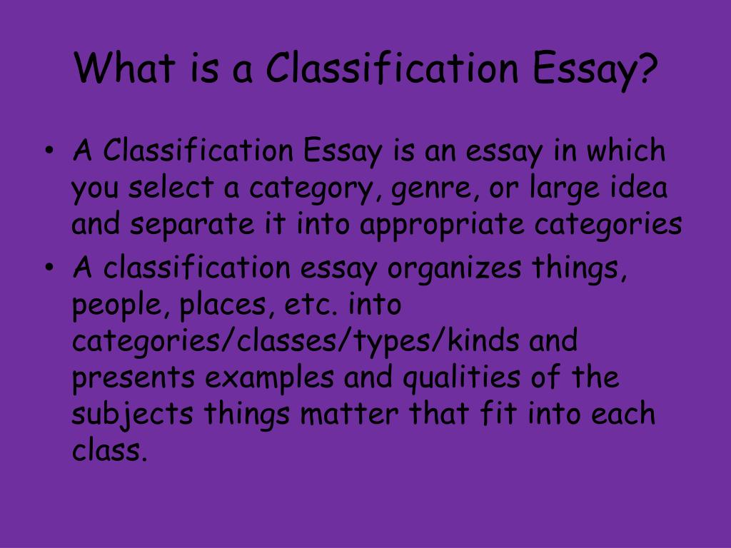 what's a classification essay