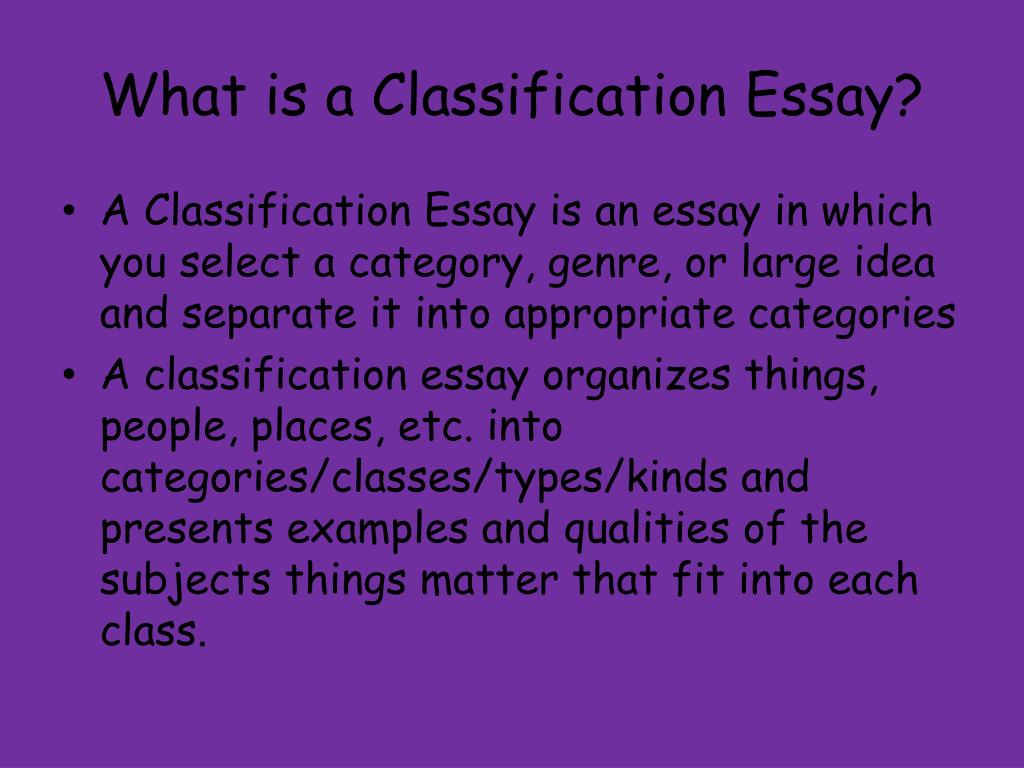 what is a essay classification