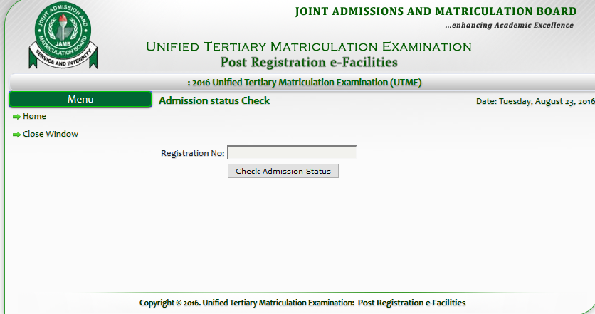check admission status