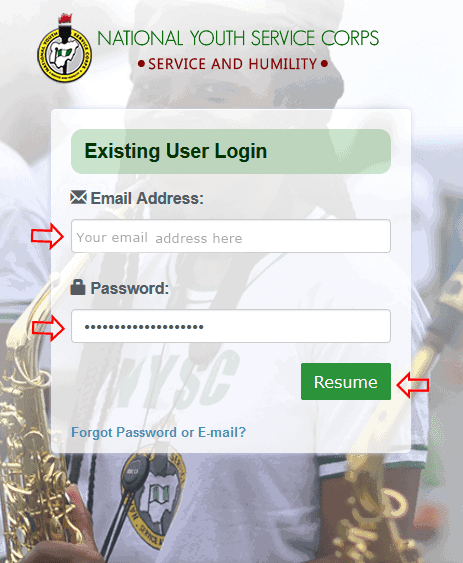 nysc.org.ng Dashboard Login Portal 2021 July Login Procedures : Current