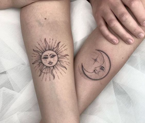Beautiful Sun And Moon Tattoos