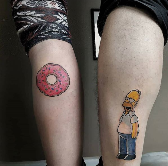 Homer Simpson and a huge glazed doughnut Tattoo Design