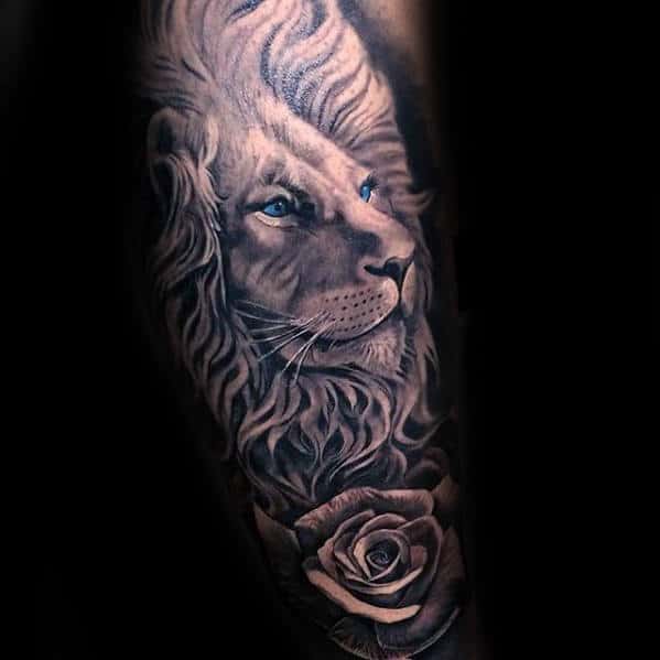lion leg tattoos for men