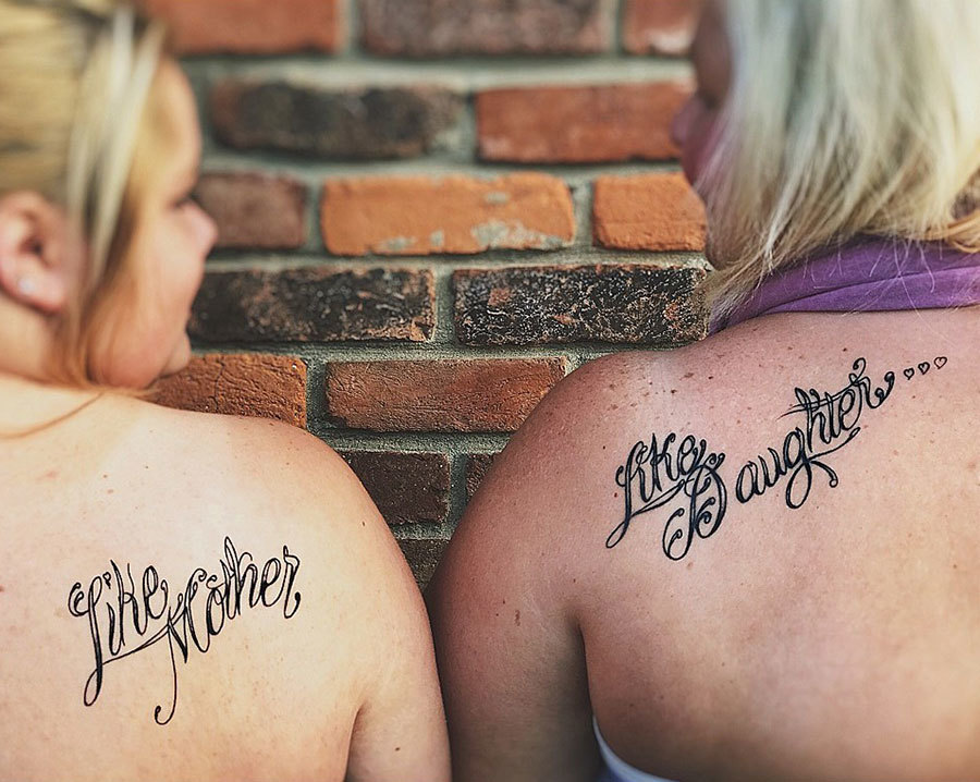 matching mom and daughter tattoos