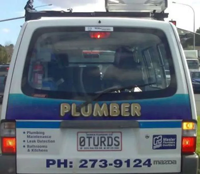 33. A plumber with a 0 Turds license plate? I'll allow it.