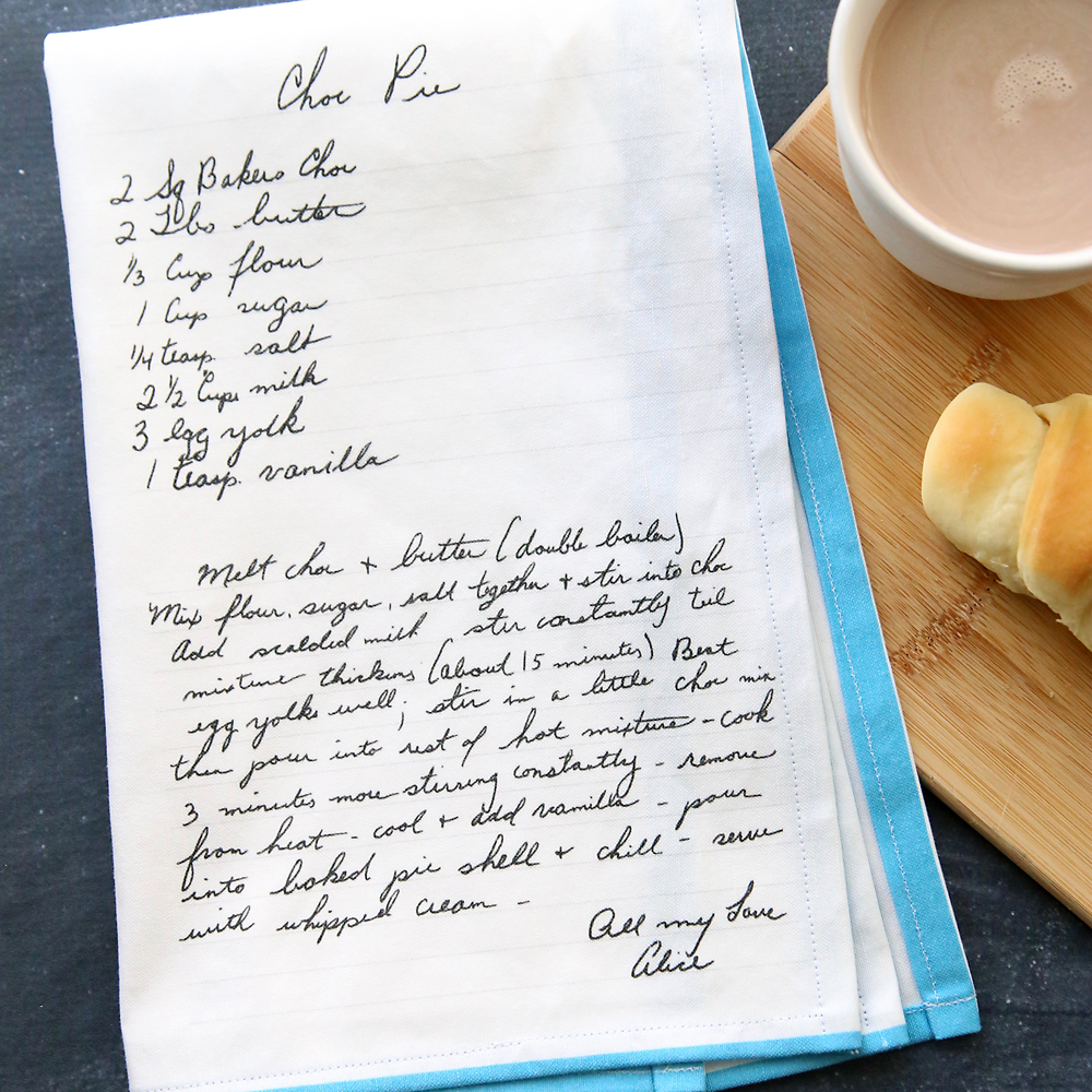 Handwritten Recipe Tea Towel, The 50 Best and Enticing Gifts for Grandparents in 2022