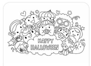 Jogo de tabuleiro preto e branco de halloween para crianças com casa mal-assombrada e lindas crianças kawaii jogo de tabuleiro para festa de outono com bruxa fantasma atividade para imprimir ou colorir