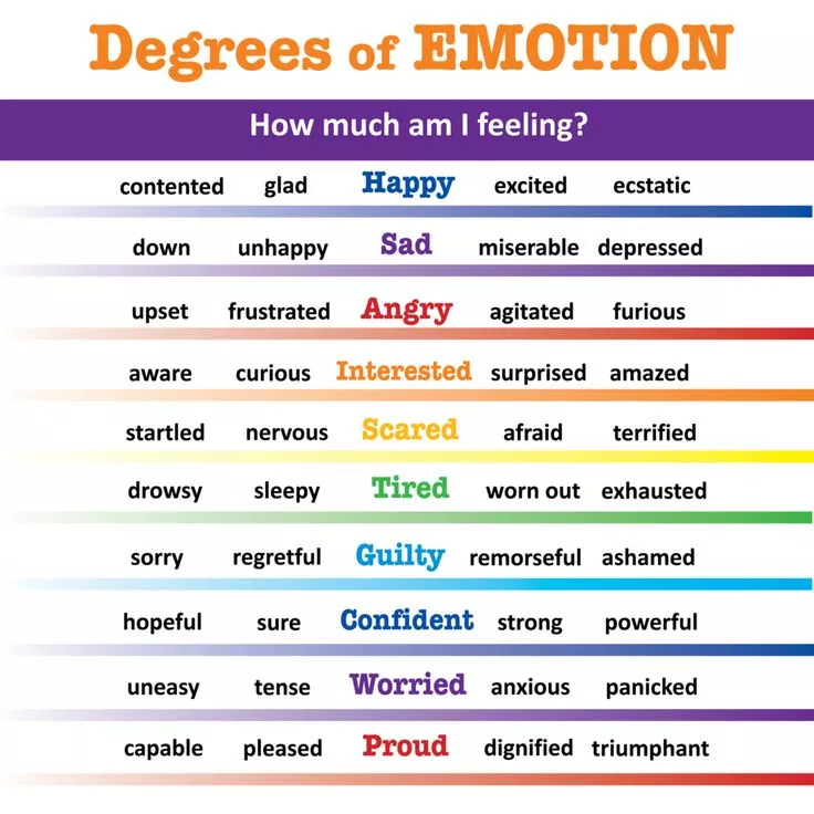 Understanding Emotions, Emotions Chart