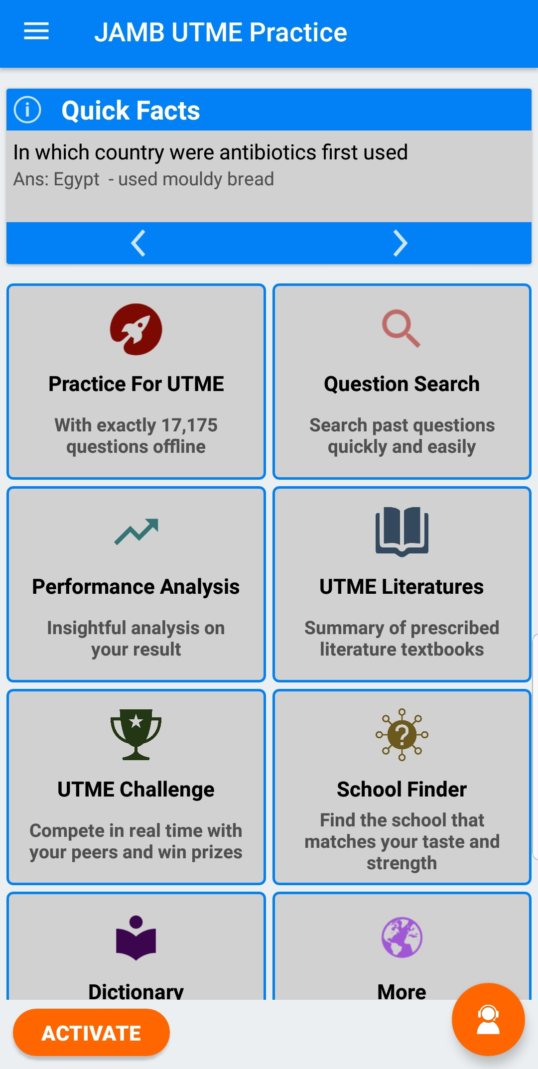 Other Features of the UTME CBT Practice Software